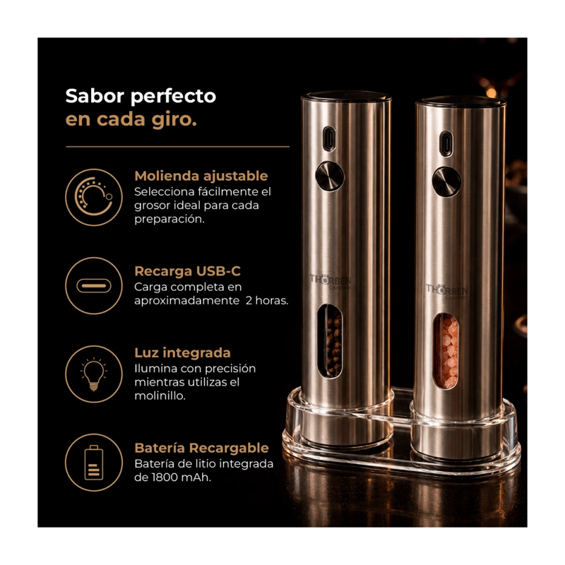 MOLEDOR DE ESPECIAS ELECTRICO THORBEN USB DELUX GRINDER SET - 2