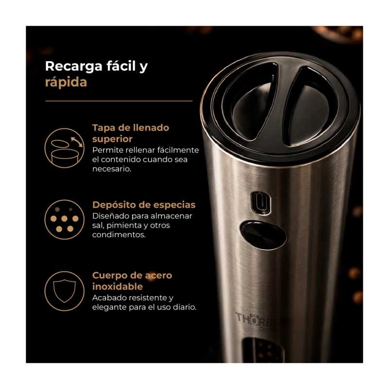 MOLEDOR DE ESPECIAS ELECTRICO THORBEN USB DELUX GRINDER SET - 5