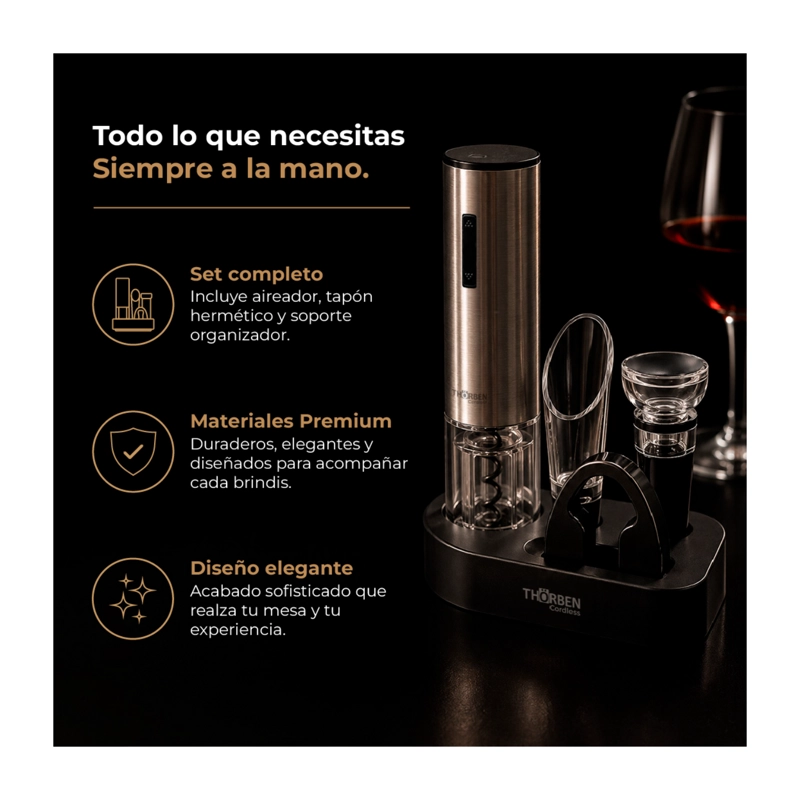DESCORDACHOR ELECTRICO SET DE VINOS THORBEN USB DELUXE WINE SET - 2