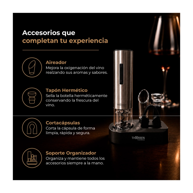 DESCORDACHOR ELECTRICO SET DE VINOS THORBEN USB DELUXE WINE SET - 5