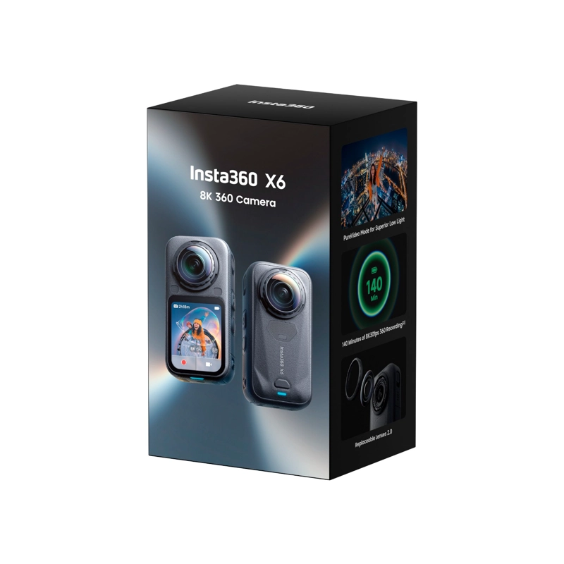 CAMARA DE ACCION 360 INSTA360 X6 8K STANDARD BUNDLE MIDNIGHT BLACK - 8