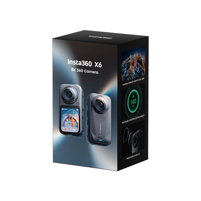 CAMARA DE ACCION 360 INSTA360 X6 8K ESSENTIALS BUNDLE MIDNIGHT BLACK - 8