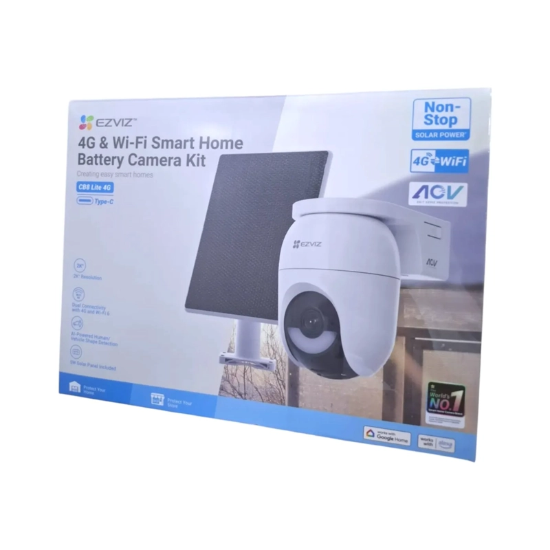 CAMARA DE SEGURIDAD PT EZBIZ CB8C 2K+ WIFI CON PANEL SOLAR IR 15M 5200MA IA - 5