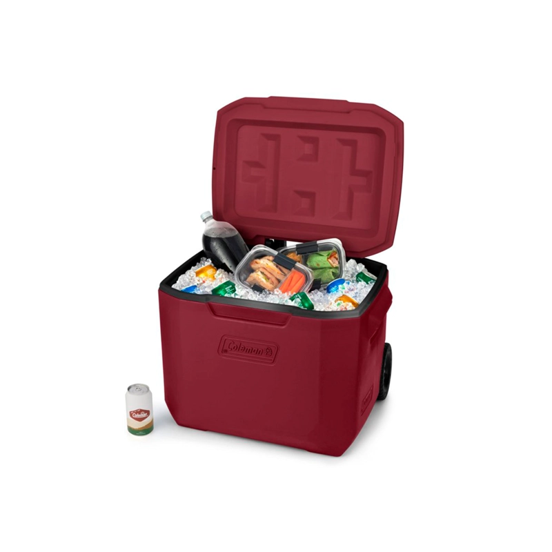 COOLER CON RUEDAS COLEMAN CHILLER 57LT ROJO CRANBERRY TEMPLOCK - 4