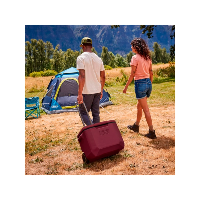 COOLER CON RUEDAS COLEMAN CHILLER 57LT ROJO CRANBERRY TEMPLOCK - 5