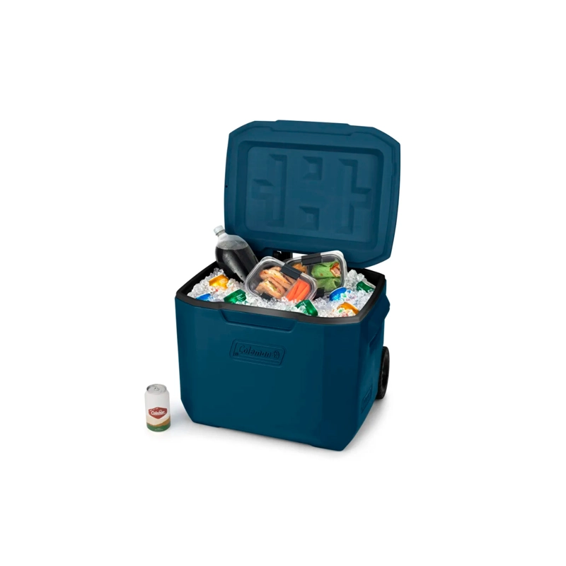 COOLER CON RUEDAS COLEMAN CHILLER 57LT AZUL SAPPHIRE TEMPLOCK - 4
