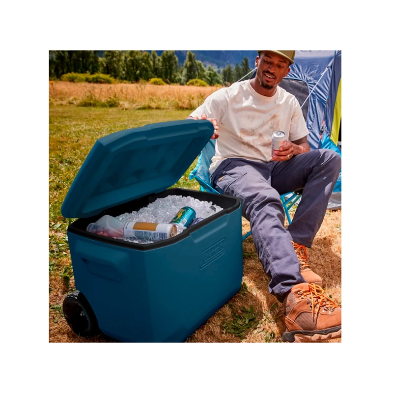 COOLER CON RUEDAS COLEMAN CHILLER 57LT AZUL SAPPHIRE TEMPLOCK - 5