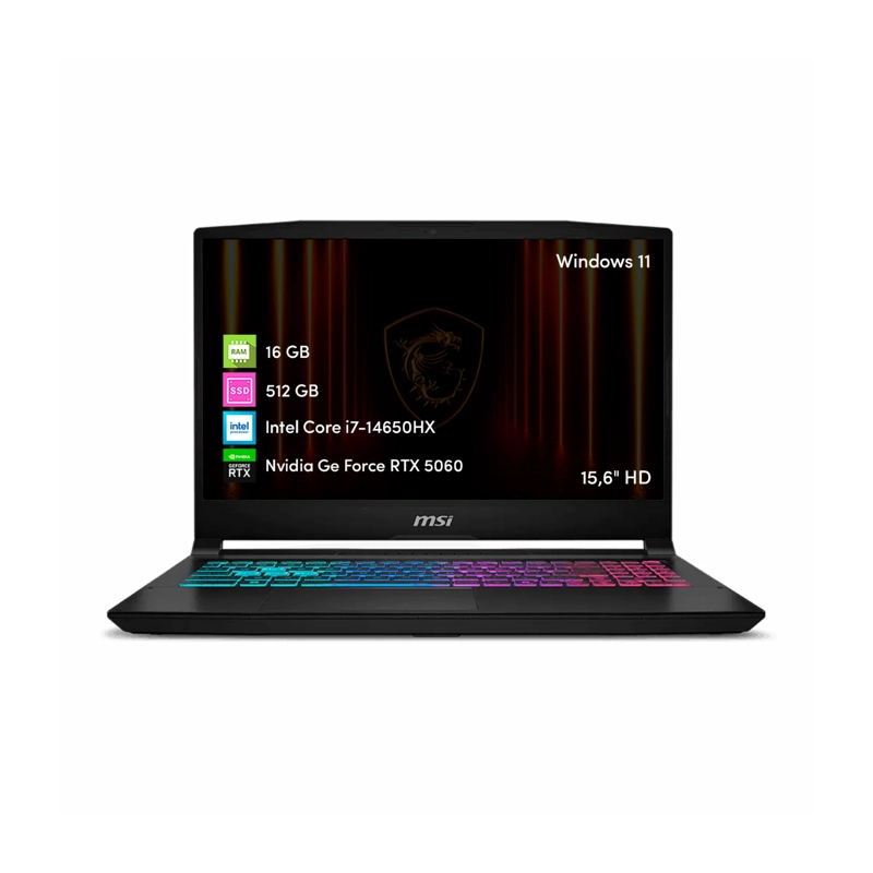 NOTEBOOK GAMER MSI KATANA CORE I7 16GB 512GB SSD RTX5050 15.6' FHD 144 HZ WIN11 - 1