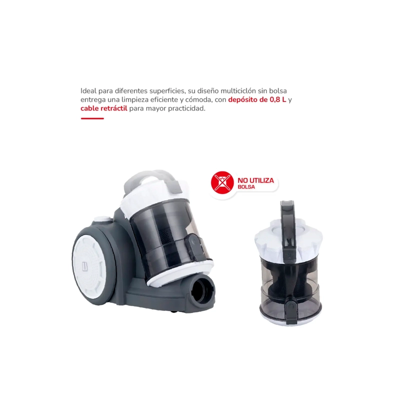 ASPIRADORA DE ARRASTRE THOMAS TH-2202BL MULTICYCLONE FILTRO HEPA 0.8L 1400W - 6