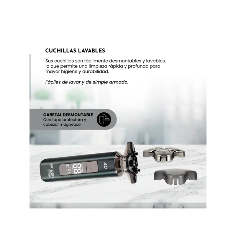 AFEITADORA SIEGEN SG-7225 ONE SHAVE GLIDE 3 EN 1 USB WET & DRY - 8