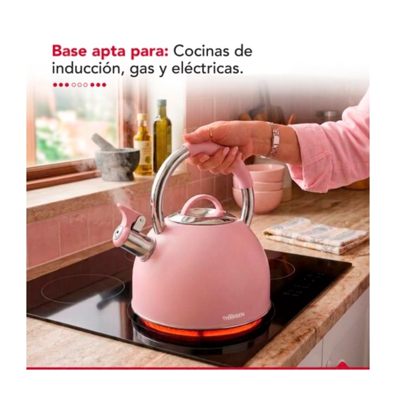 TETERA THORBEN TEA TIME 2.5L ACERO INOXIDABLE SILBADORA ROSA - 5