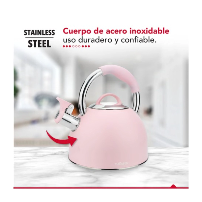 TETERA THORBEN TEA TIME 2.5L ACERO INOXIDABLE SILBADORA ROSA - 6