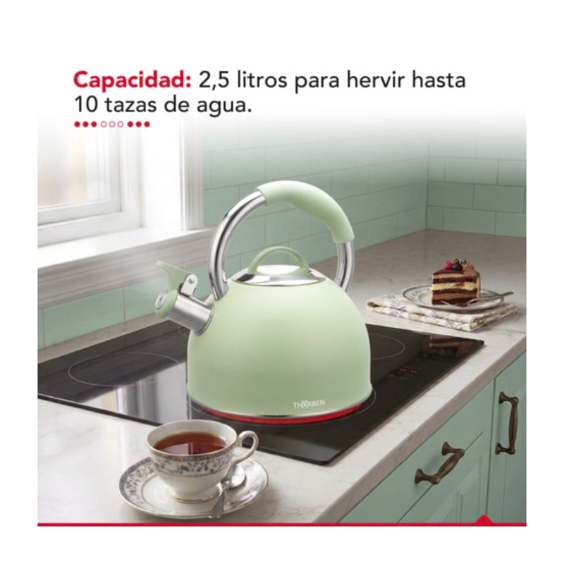 TETERA THORBEN TEA TIME 2.5L ACERO INOXIDABLE SILBADORA VERDE - 4