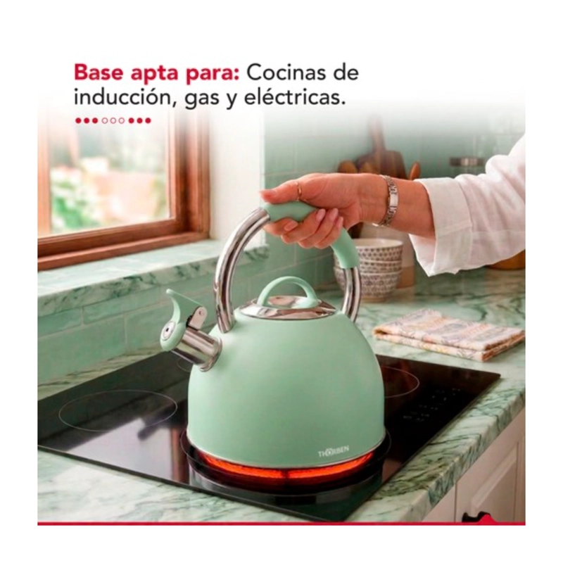 TETERA THORBEN TEA TIME 2.5L ACERO INOXIDABLE SILBADORA VERDE - 5