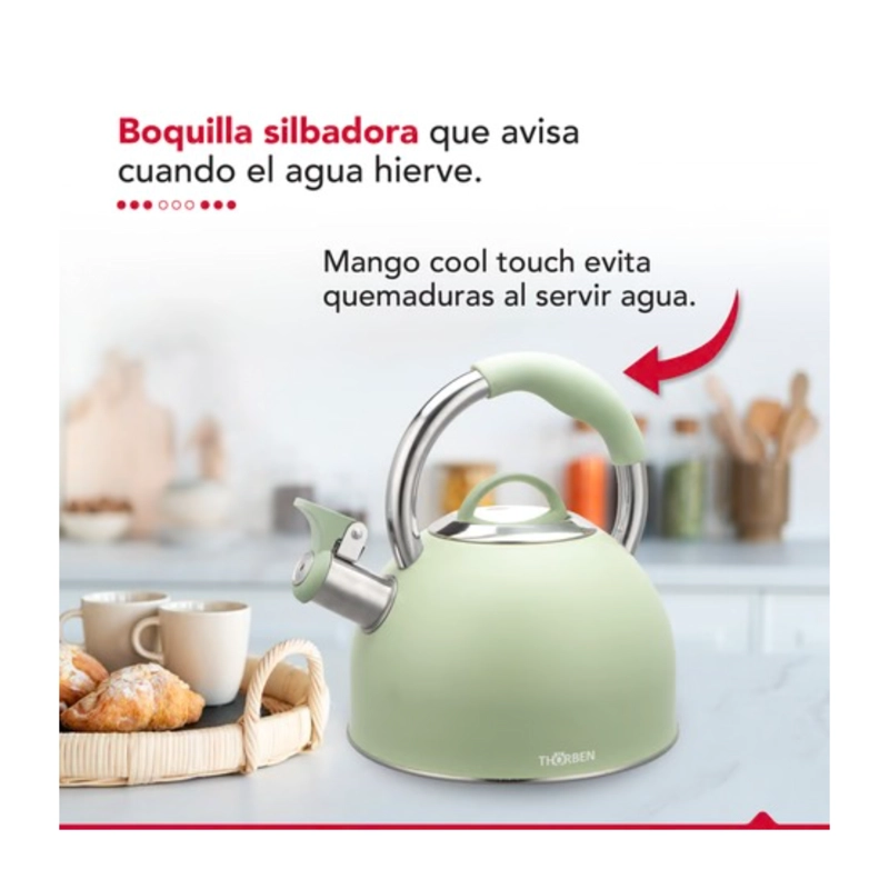TETERA THORBEN TEA TIME 2.5L ACERO INOXIDABLE SILBADORA VERDE - 7