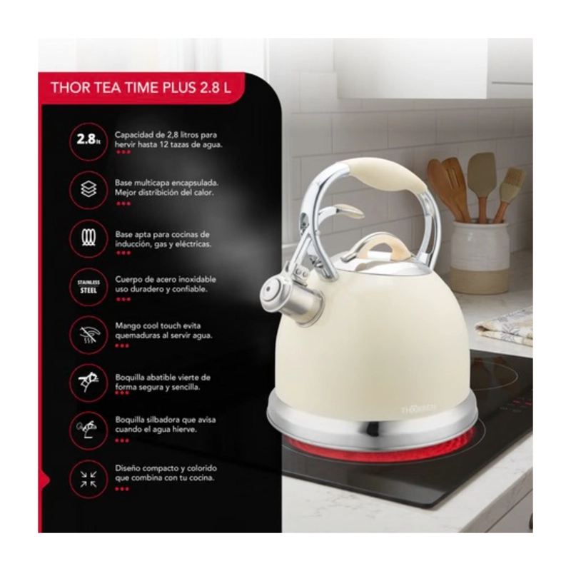TETERA THORBEN TEA TIME PLUS 2.8L ACERO INOXIDABLE SILBADORA BEIGE - 3
