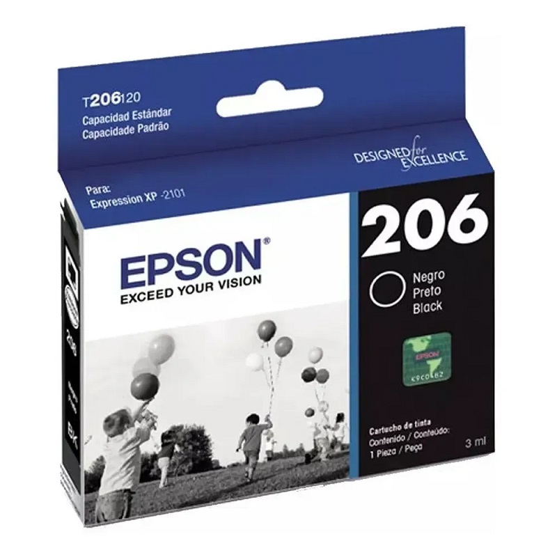 CARTUCHO EPSON TINTA T206 3ML PÁG. 150 NEGRO T206120-AL - 1