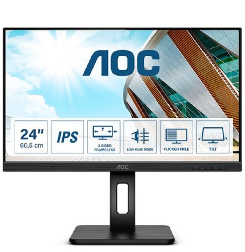 MONITOR AOC PIVOT 23.8' FULLHD D-PORT,HDMI,VGA PLANO - 2