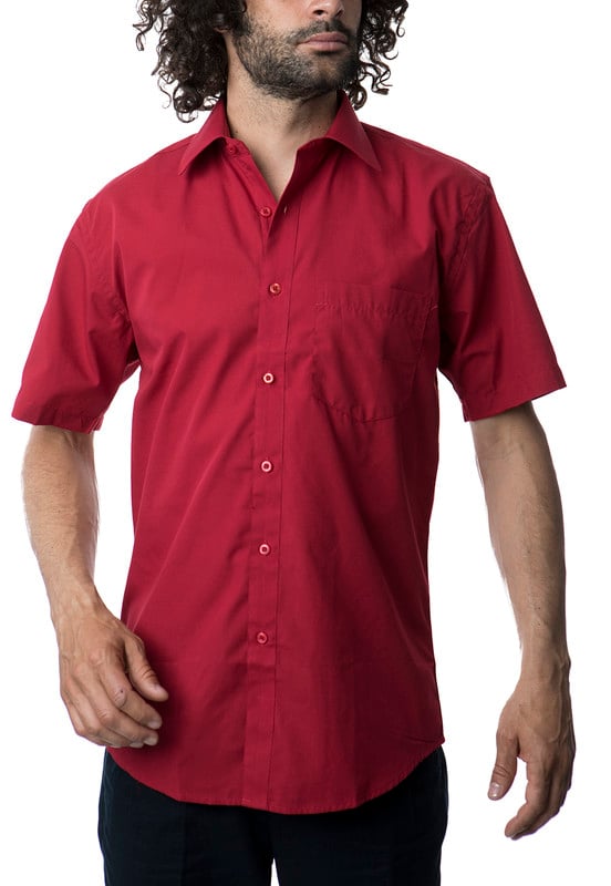 CAMISA LISA CUELLO SEMI ITALIANO - ROJO - 44 - 1