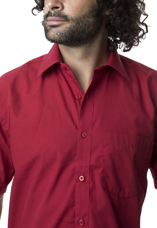CAMISA LISA CUELLO SEMI ITALIANO - ROJO - 44 - 2