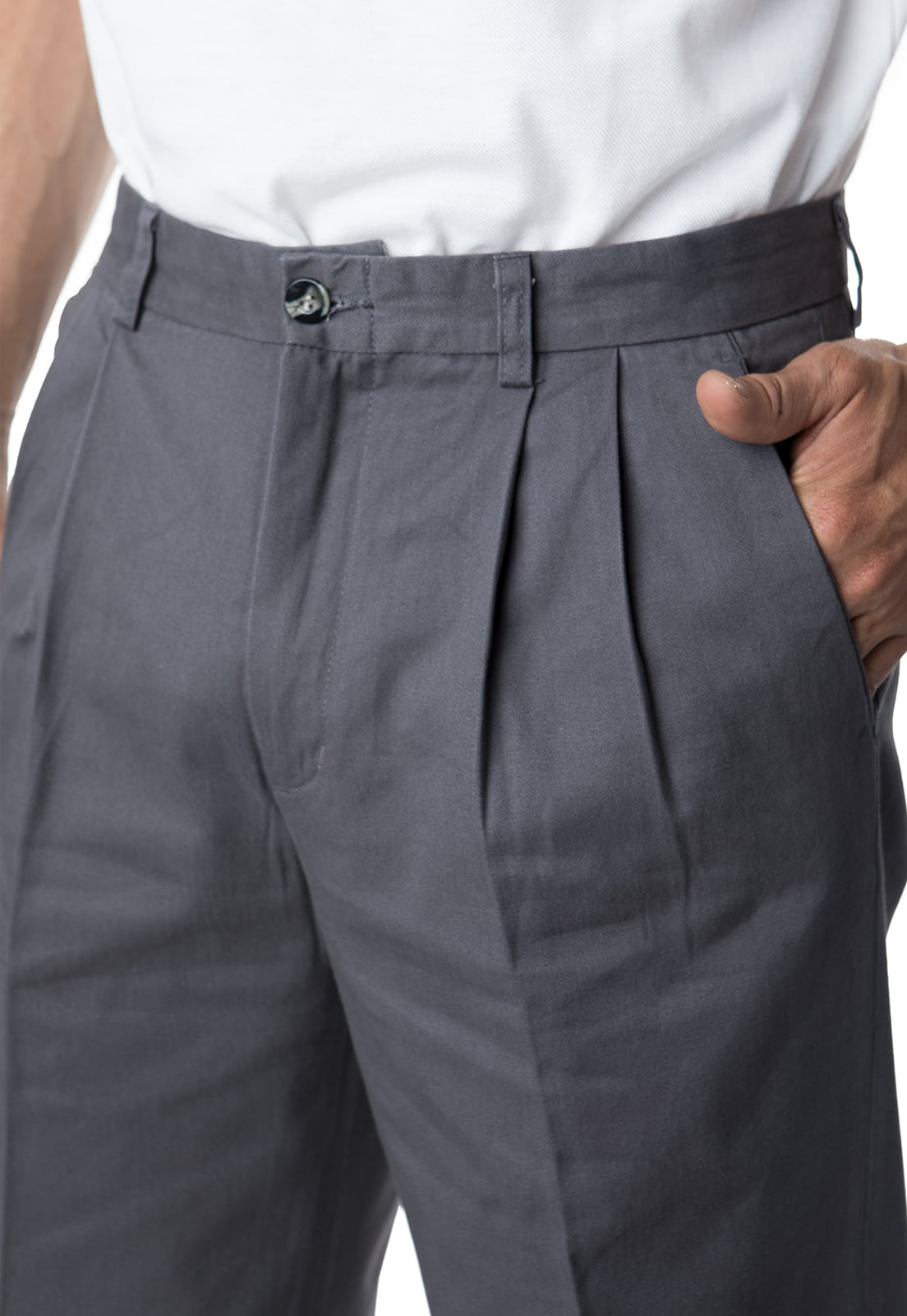 PANTALÓN HOMBRE KOTTING GRIS GABARDINA PINZADO - 1