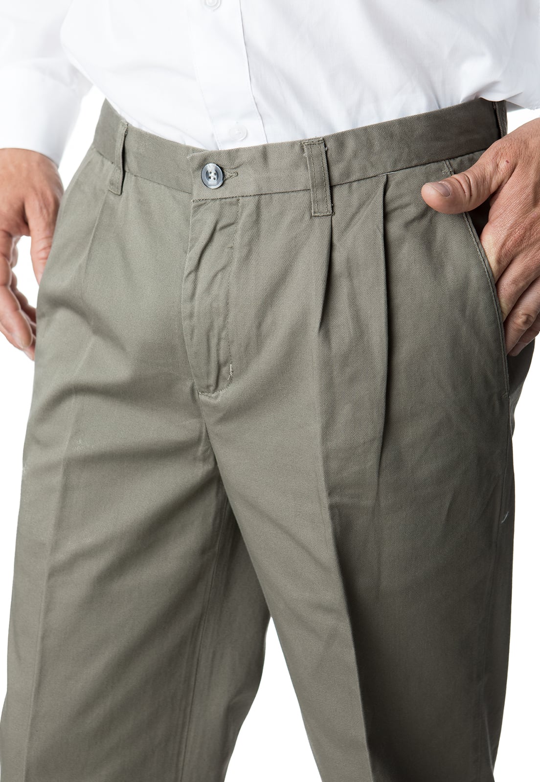 PANTALÓN HOMBRE KOTTING VERDE GABARDINA PINZADO - 1