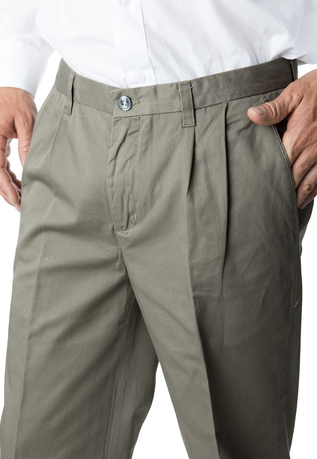 PANTALÓN HOMBRE KOTTING VERDE GABARDINA PINZADO - 3