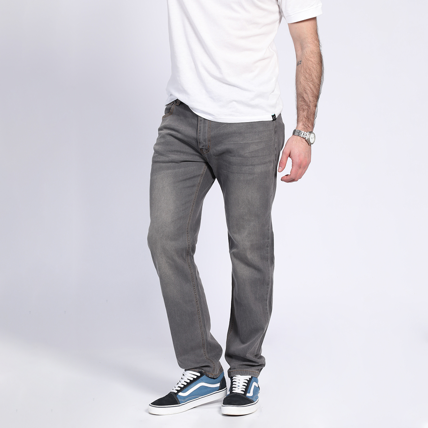 JEANS HOMBRE POTROS GRIS OSCURO LINEA SPANDEX SLIM FIT - 1
