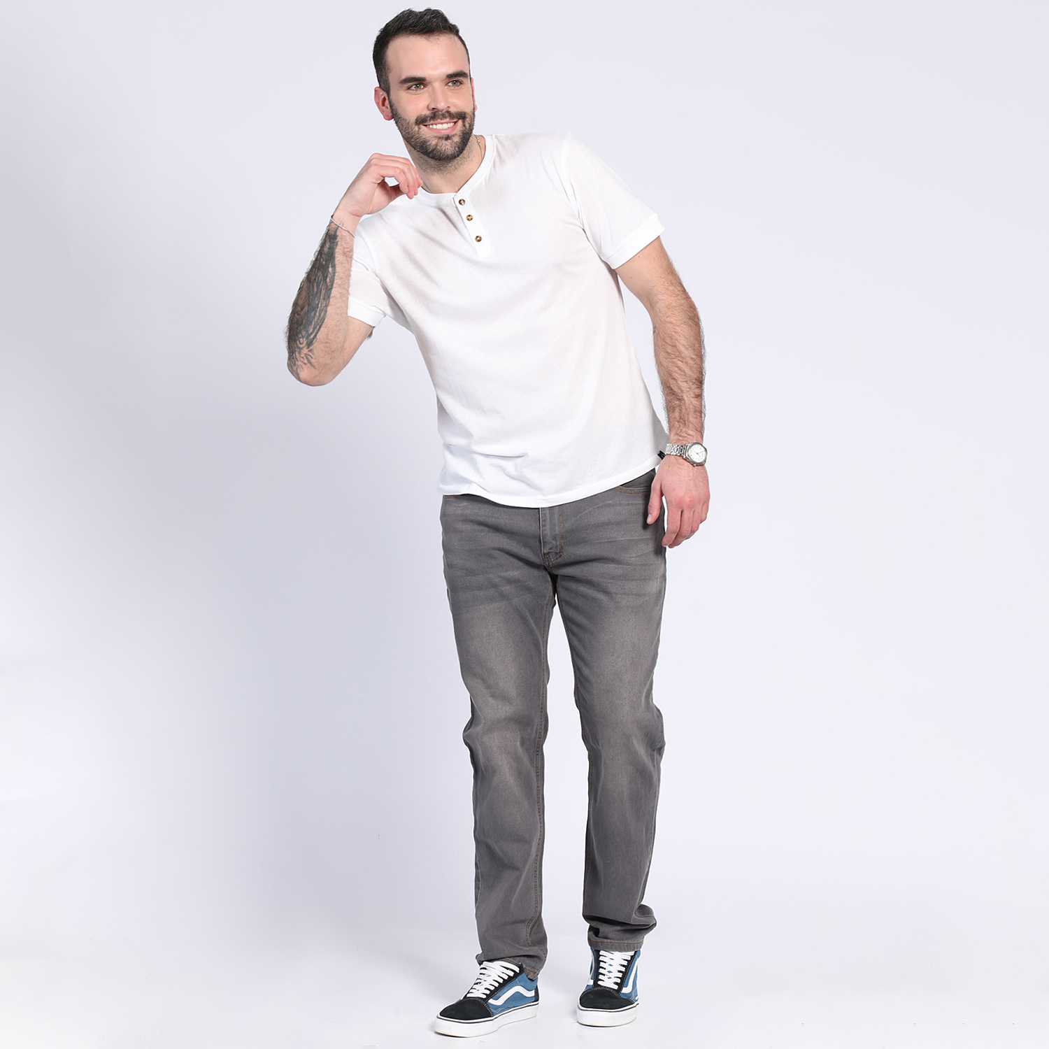 JEANS HOMBRE POTROS GRIS OSCURO LINEA SPANDEX SLIM FIT - 3