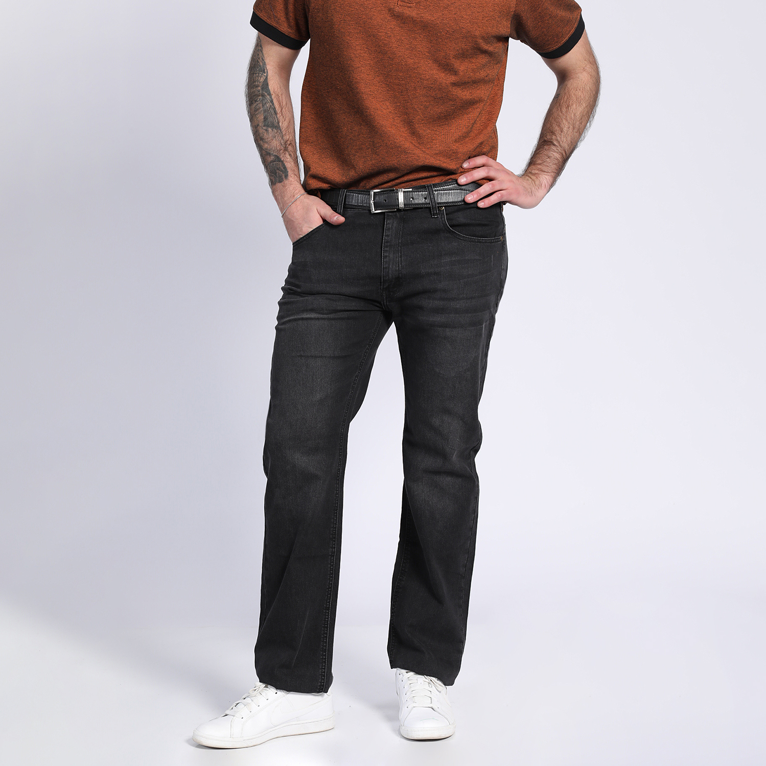 JEANS LINEA SPANDEX REGULART FIT NEGRO - 1
