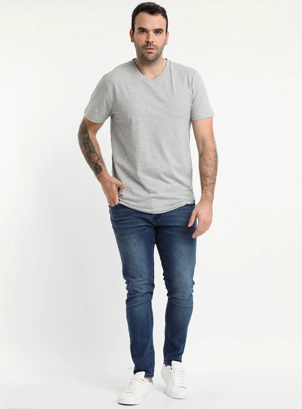POLERA CUELLO V GRIS - 2