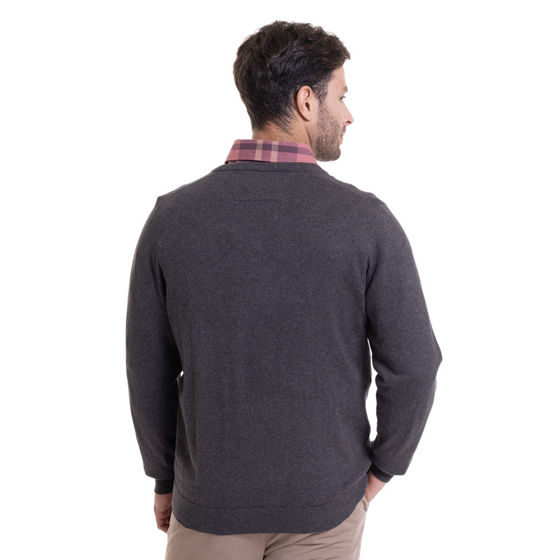 SWEATER CUELLO V MELANGE GRIS OSCURO - 2