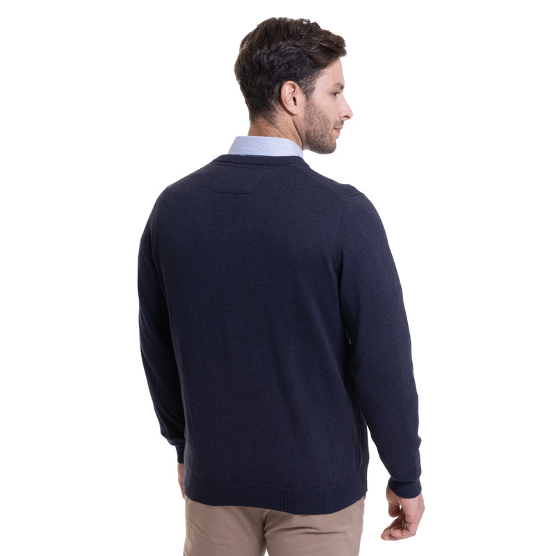 SWEATER CUELLO V MELANGE AZUL - 2