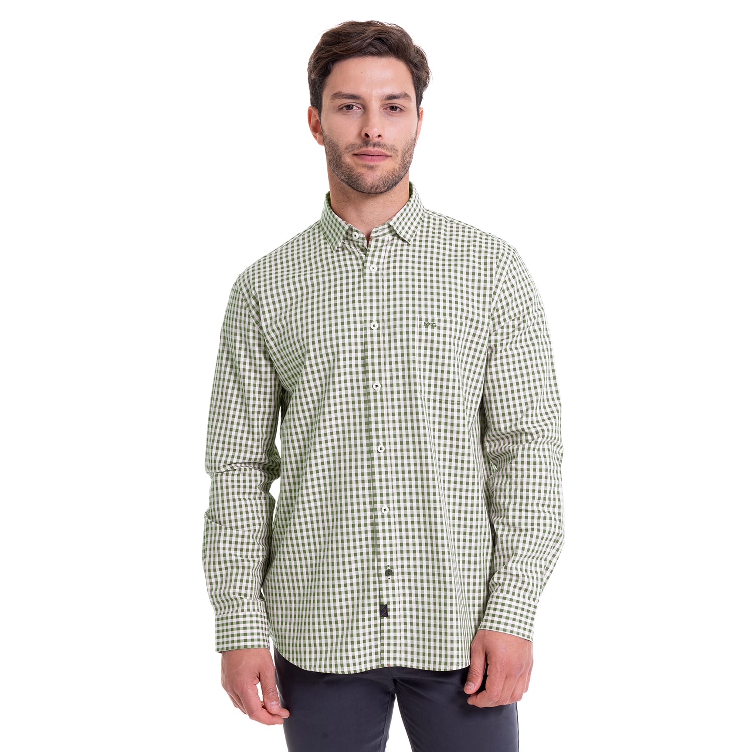 CAMISA BROOKLYN CUADRILLÉ REGULAR FIT | KHAKI - 1