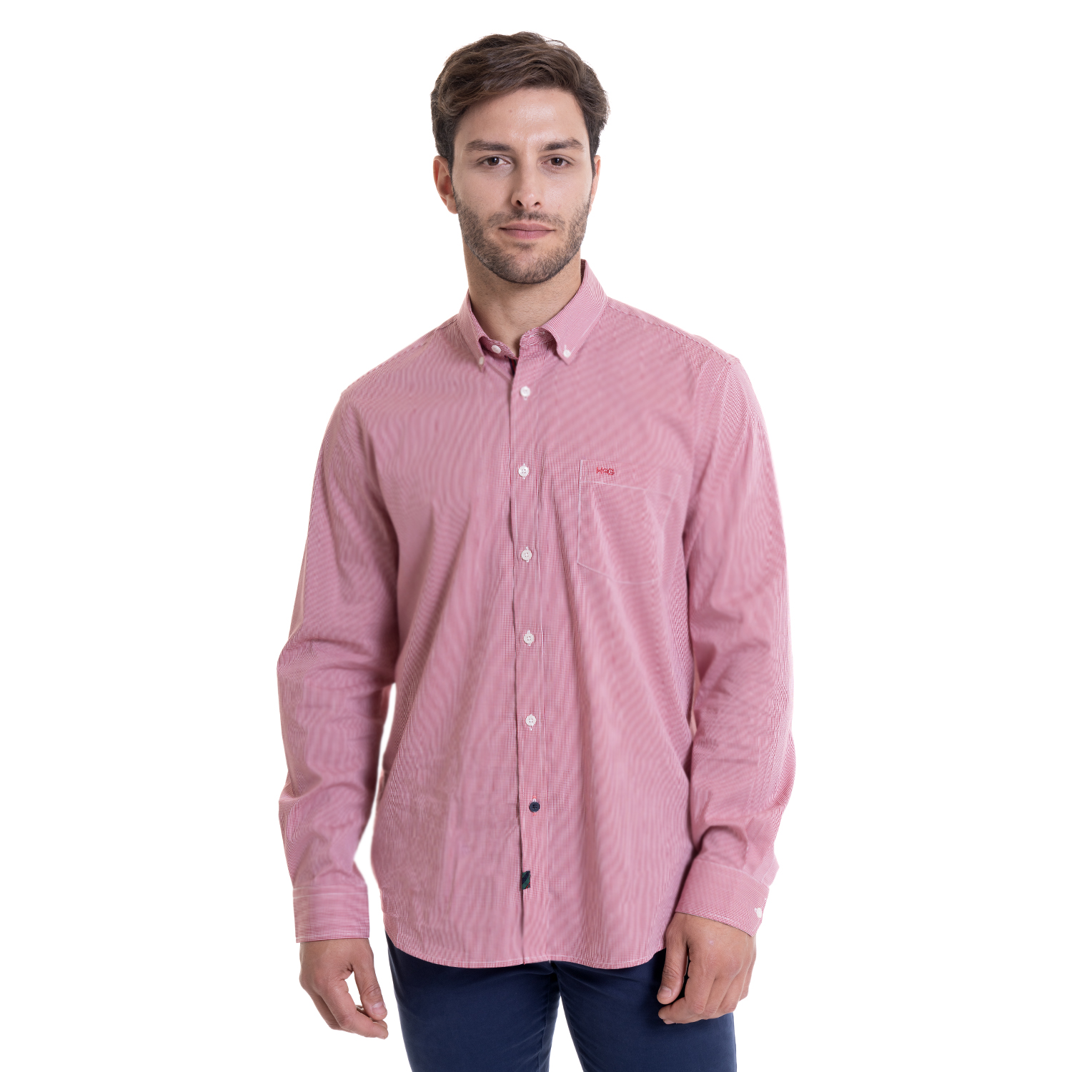 CAMISA BRONX MICRO CUADRO REGULAR FIT | EN COLOR ROJO - 1