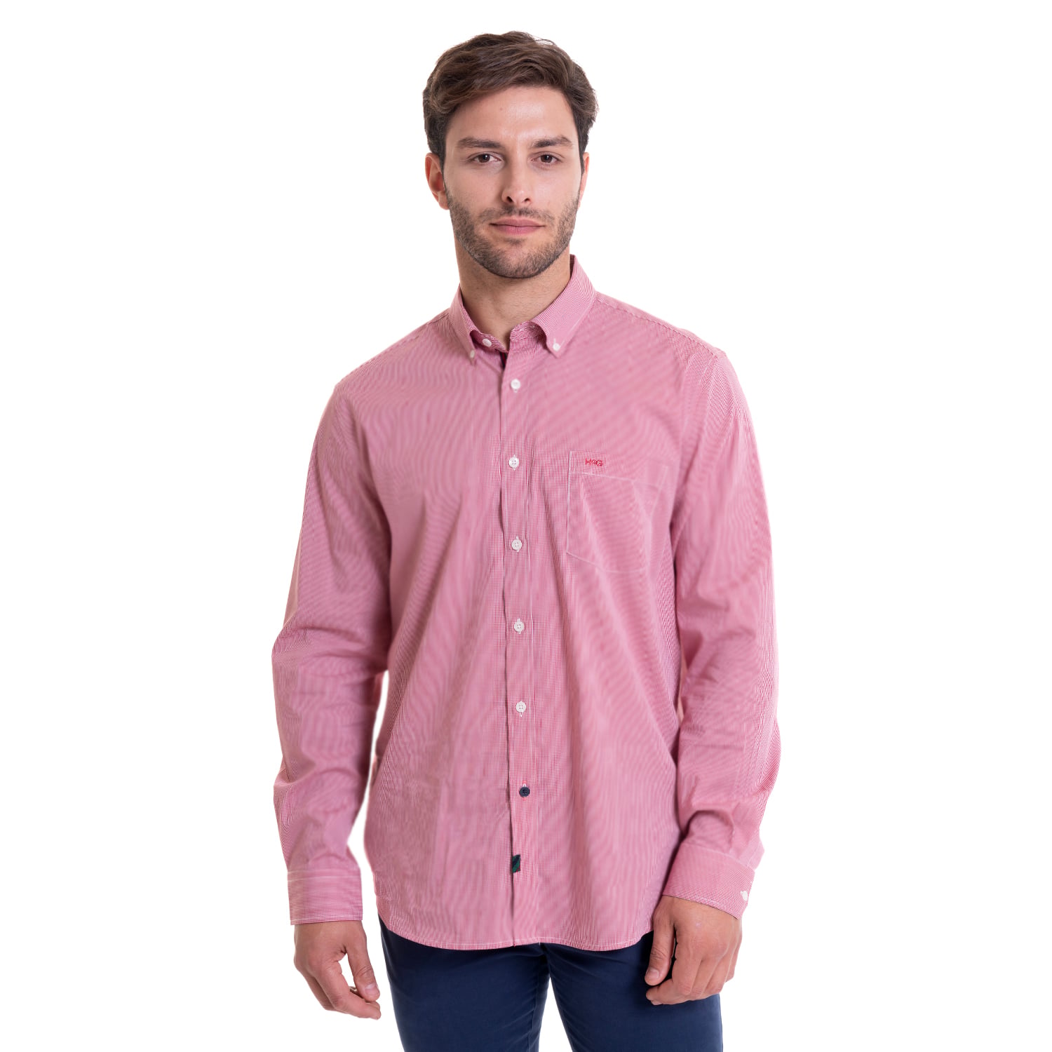CAMISA BRONX MICRO CUADRO REGULAR FIT | EN COLOR ROJO - 1