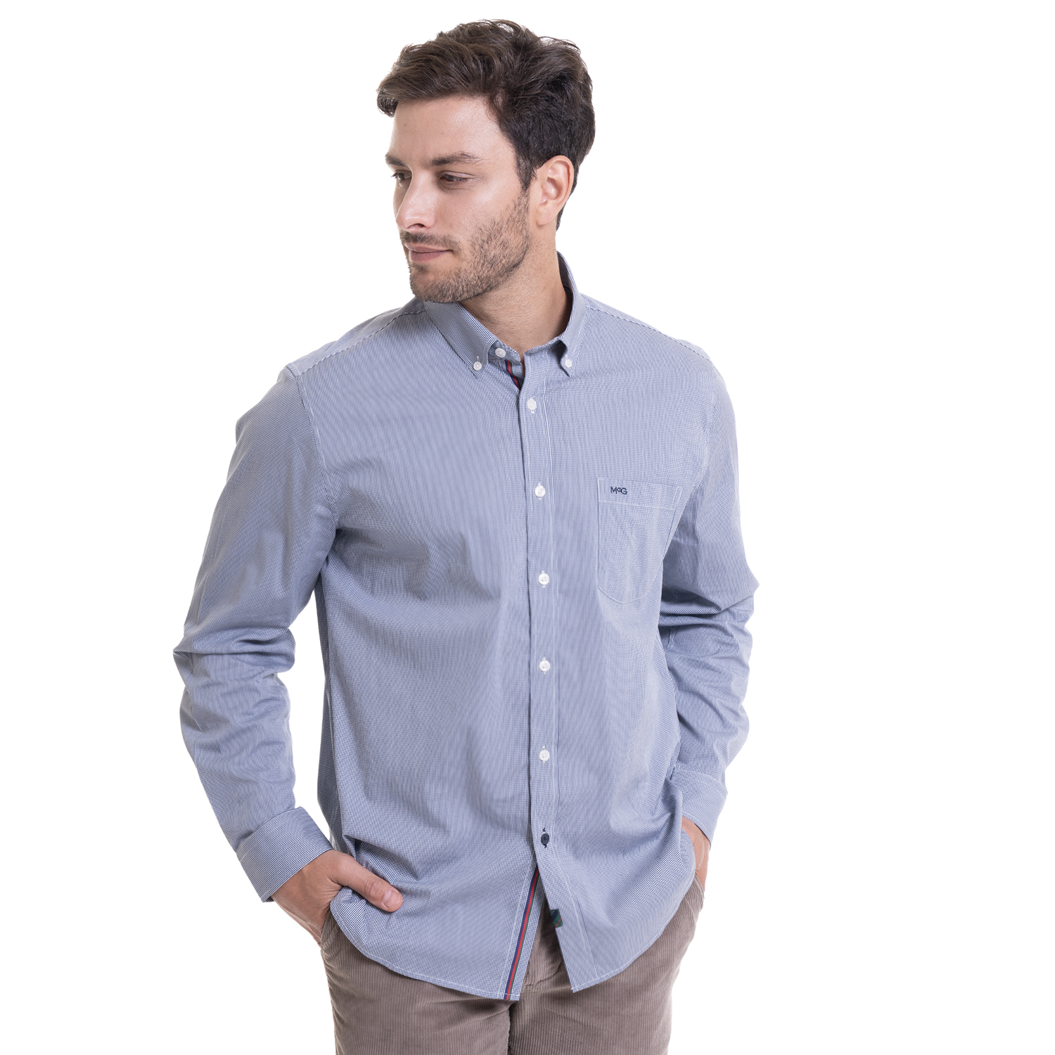 CAMISA BRONX MICRO CUADRO REGULAR FIT | AZUL MARINO - 1