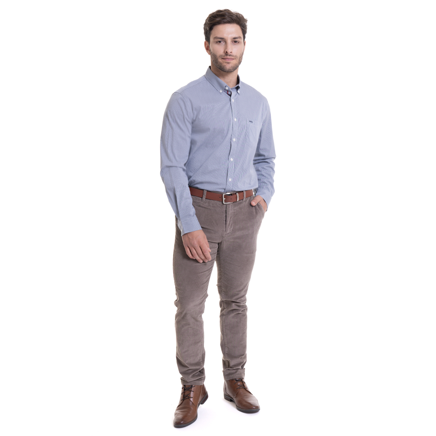 CAMISA BRONX MICRO CUADRO REGULAR FIT | AZUL MARINO - 4