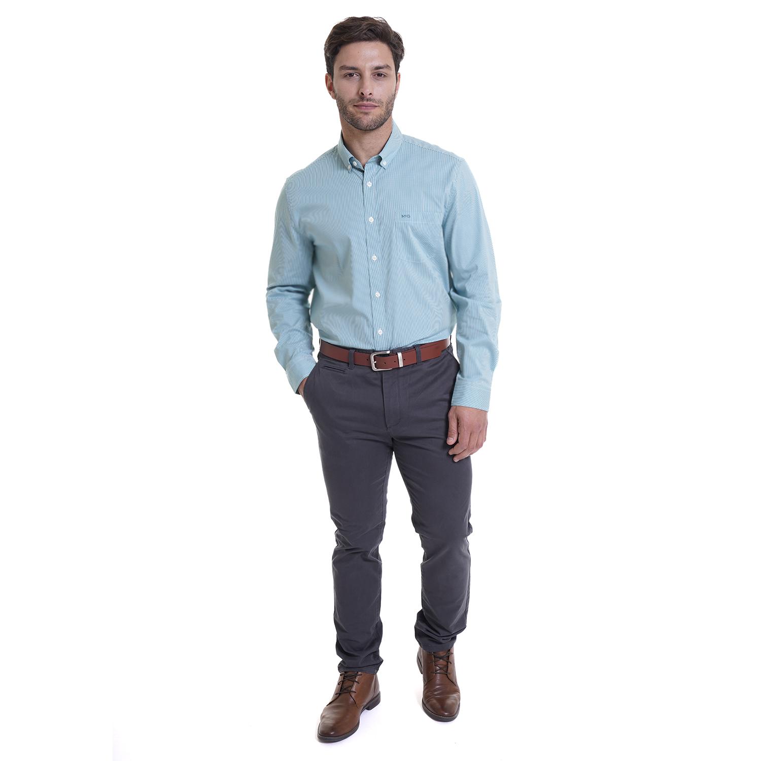 CAMISA BRONX MICRO CUADRO REGULAR FIT | VERDE PETRÓLEO - 4