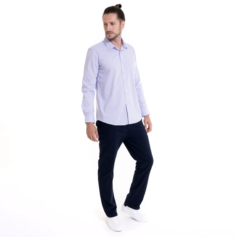 CAMISA CELESTE HOMBRE MANGA LARGA SLIM FIT LISA GRAN VÍA | LILA - 4