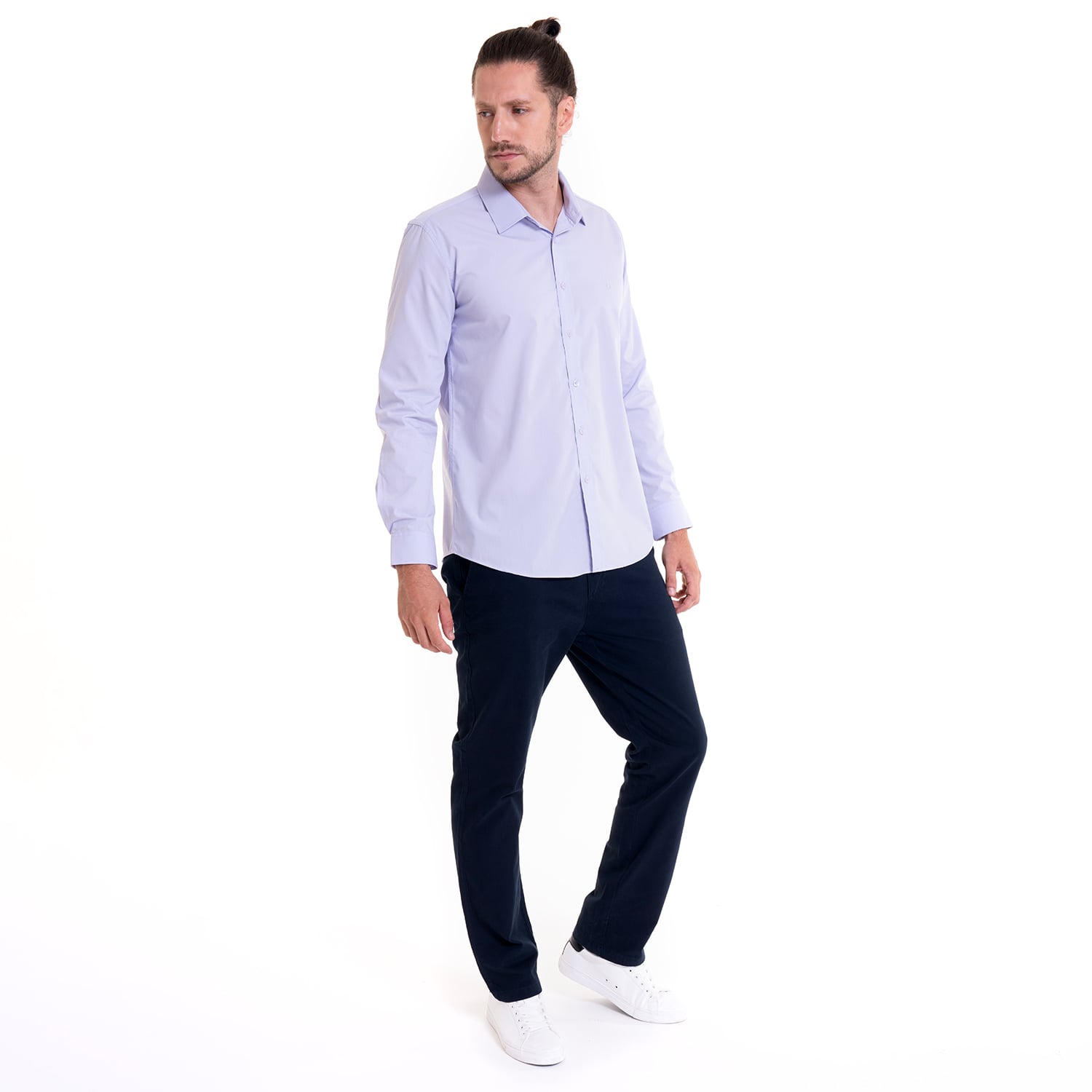 CAMISA CELESTE HOMBRE MANGA LARGA SLIM FIT LISA GRAN VÍA | LILA - 4