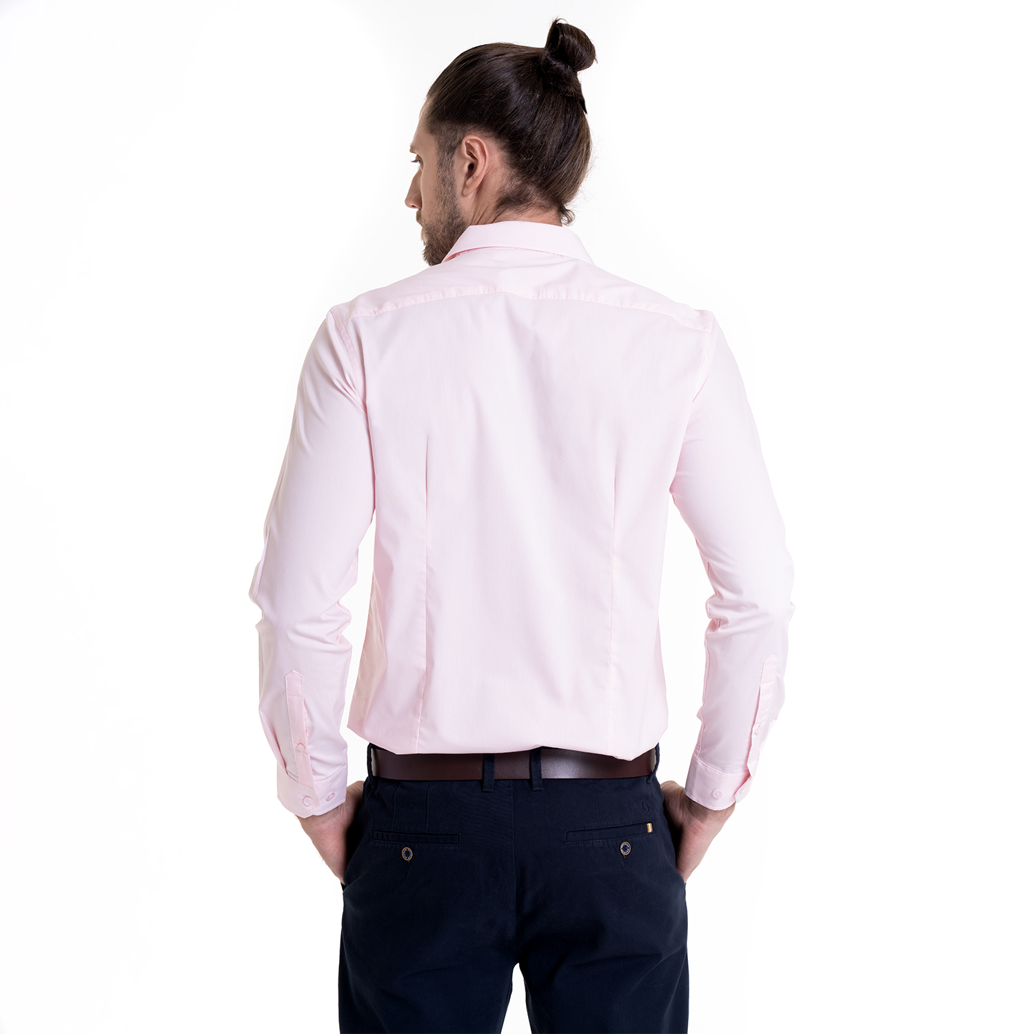 CAMISA CELESTE HOMBRE MANGA LARGA SLIM FIT LISA GRAN VÍA | EN COLOR BLANCO - 2