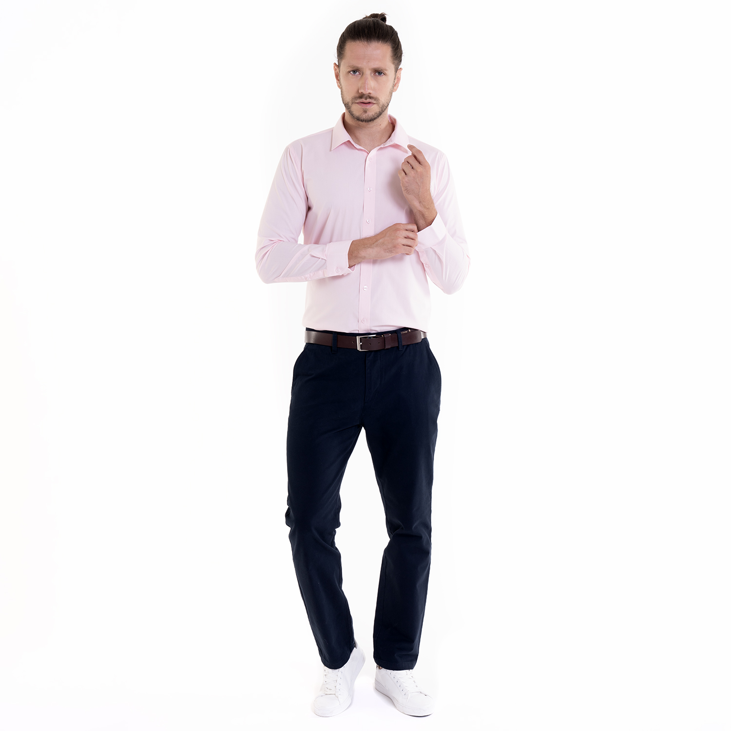 CAMISA CELESTE HOMBRE MANGA LARGA SLIM FIT LISA GRAN VÍA | EN COLOR BLANCO - 3