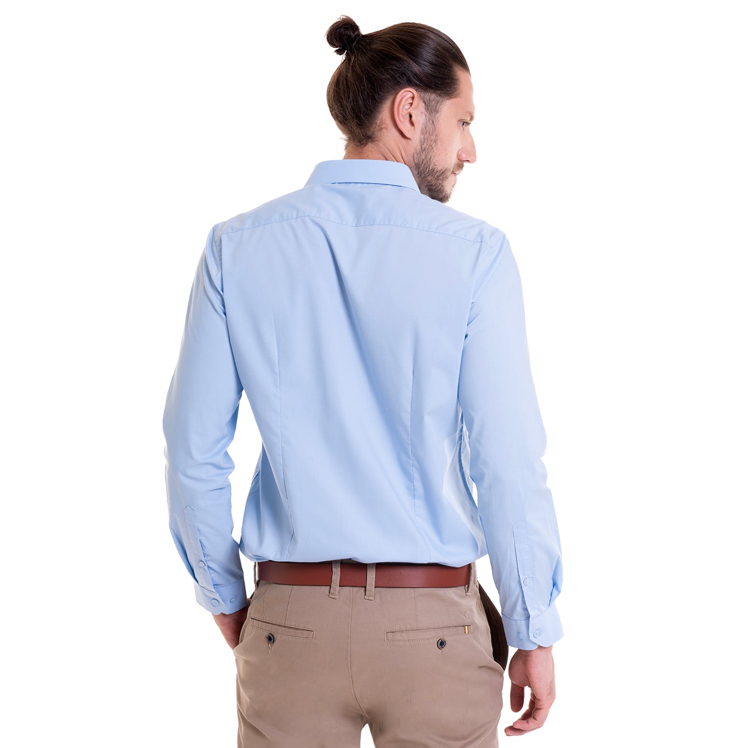 CAMISA CELESTE HOMBRE MANGA LARGA SLIM FIT LISA GRAN VÍA | CELESTE - 2