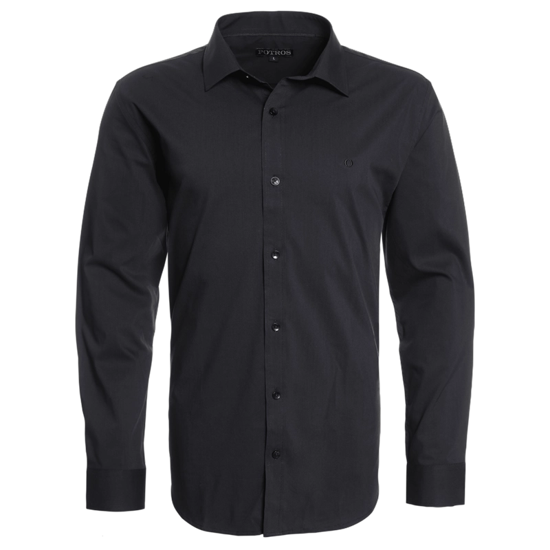 CAMISA HOMBRE MANGA LARGA SLIM FIT LISA GRAN VÍA | EN COLOR NEGRO - 1