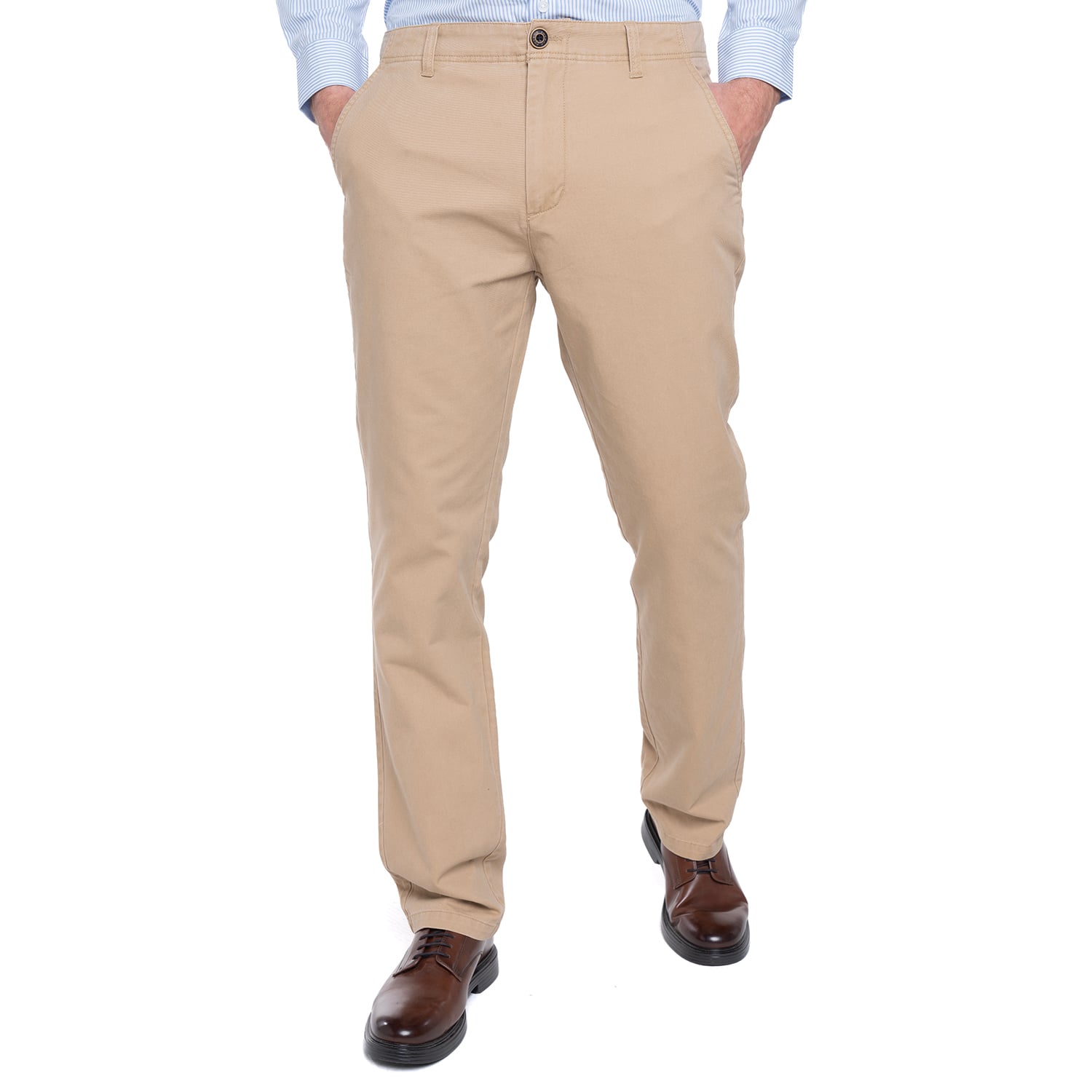 PANTALÓN ALGODÓN REGULAR FIT HOMBRE POTROS BEIGE VERSALLES - 1