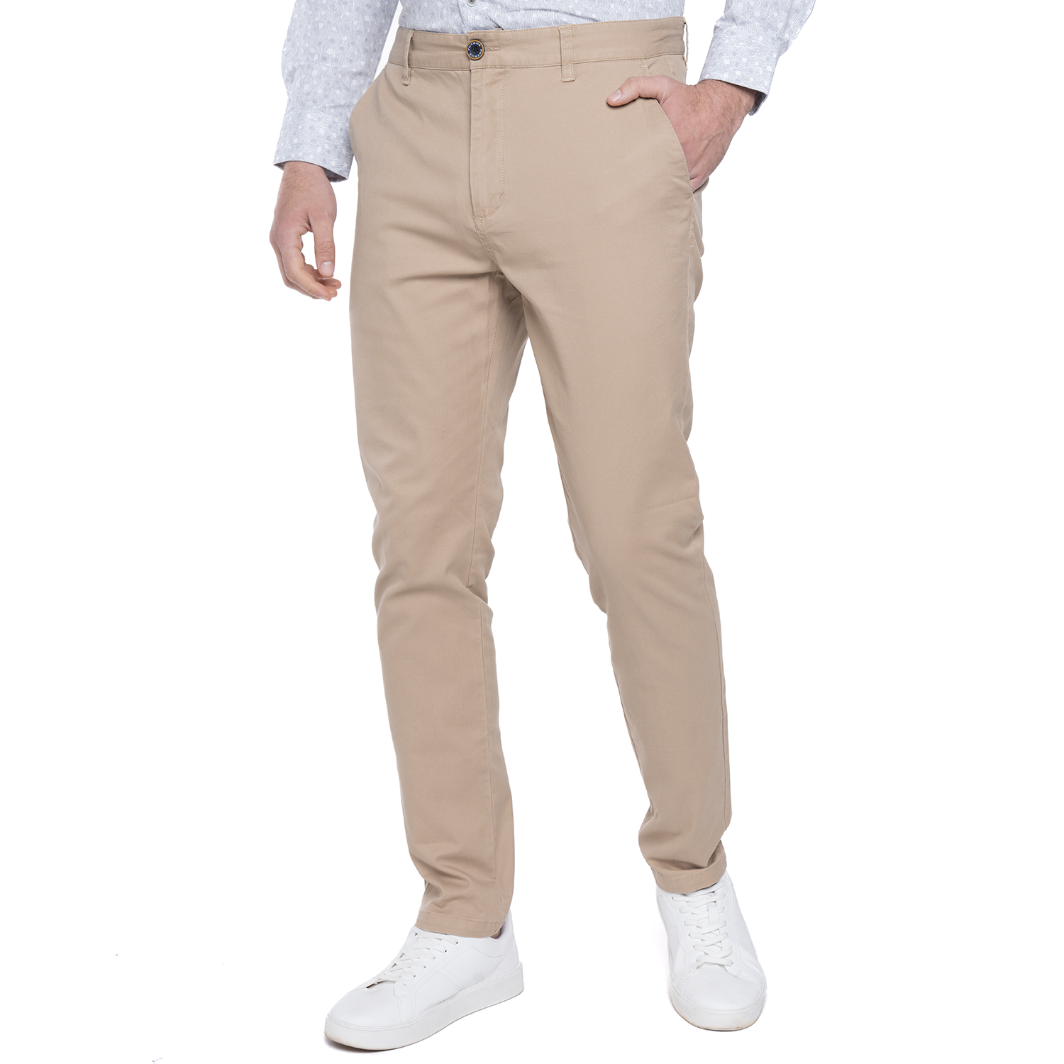 PANTALÓN ALGODÓN SLIM FIT HOMBRE POTROS BEIGE BUDAPEST - 1