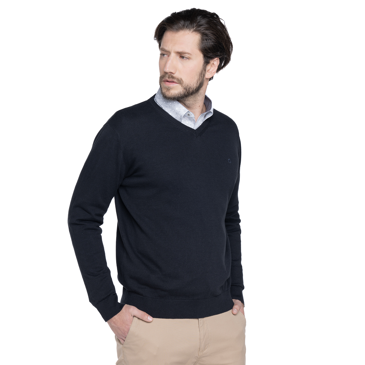 SWEATER HOMBRE CUELLO V VENECIA | NEGRO - 1