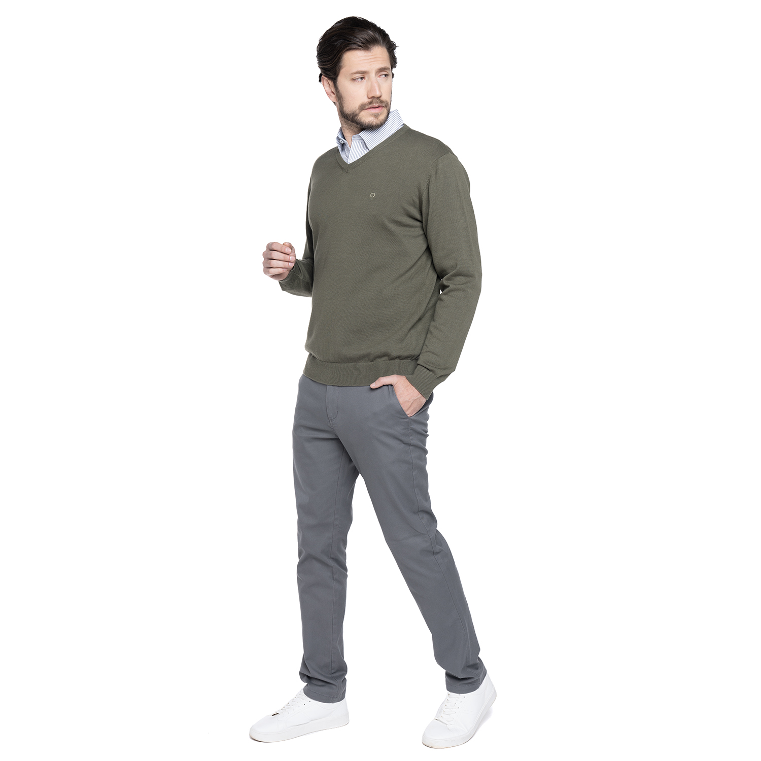 SWEATER HOMBRE CUELLO V VENECIA | OLIVA - 4