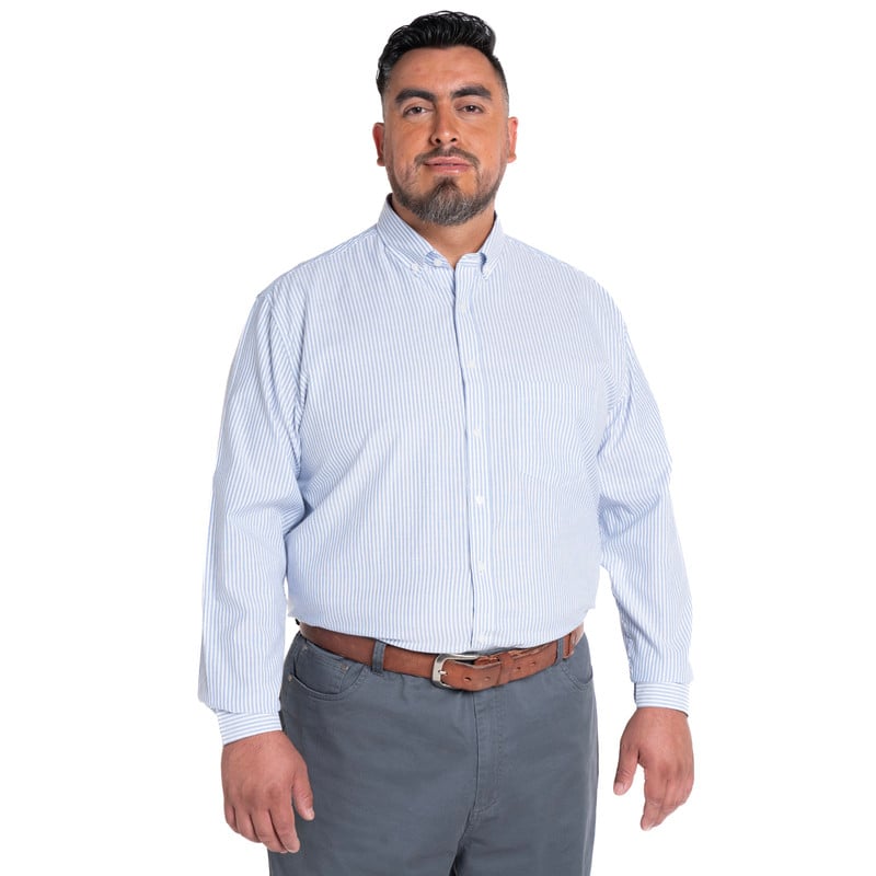 CAMISA OXFORD LISTADA REGULAR FIT | AZUL CLARO - 1